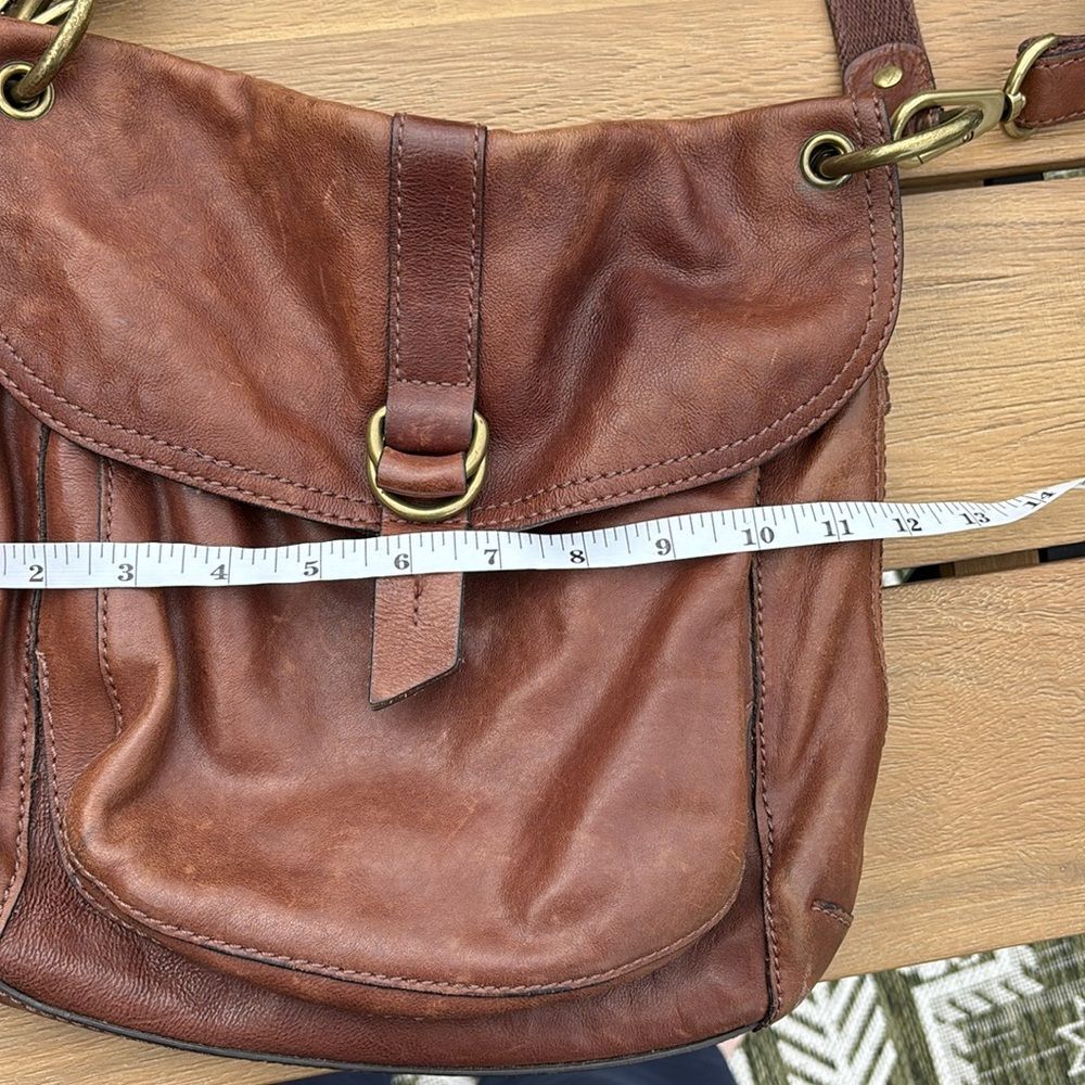 Fossil Women large chocolate Brown Leather Crossbody Bag removed shoulder strap - Picture 3 of 11